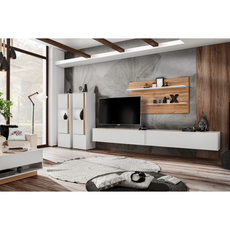 CARLO II - Set di mobili per il soggiorno - Bianco opaco / Rovere Wotan