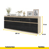 NOAH - Cassettiera a 5 cassetti e 5 ante - Credenza per camera da letto - Rovere Sonoma / Nero Lucido H75cm L200cm P35cm