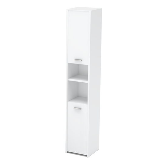 Armadietto da bagno EMMA con ante e ripiani - Bianco opaco H165cm L30cm P30cm