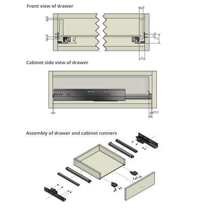 Sistemi per cassetti push pull estrazione totale 400mm (sinistra e destra)
