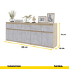 NOAH - Cassettiera a 5 cassetti e 5 ante - Credenza per camera da letto - Rovere Sonoma / Calcestruzzo H75cm L200cm P35cm