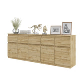 NOAH - Cassettiera a 5 cassetti e 5 ante - Credenza per camera da letto - Rovere Wotan H75cm L200cm P35cm