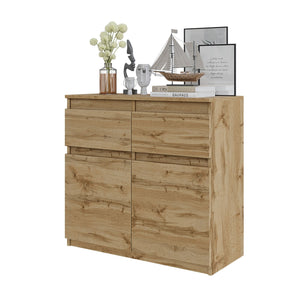 NOAH - Cassettone con 2 cassetti e 2 ante - Credenza per camera da letto - Quercia Wotan