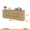 MIKEL - Cassettiera a 6 cassetti e 3 ante - Credenza per camera da letto - Rovere Wotan H75cm L200cm P35cm