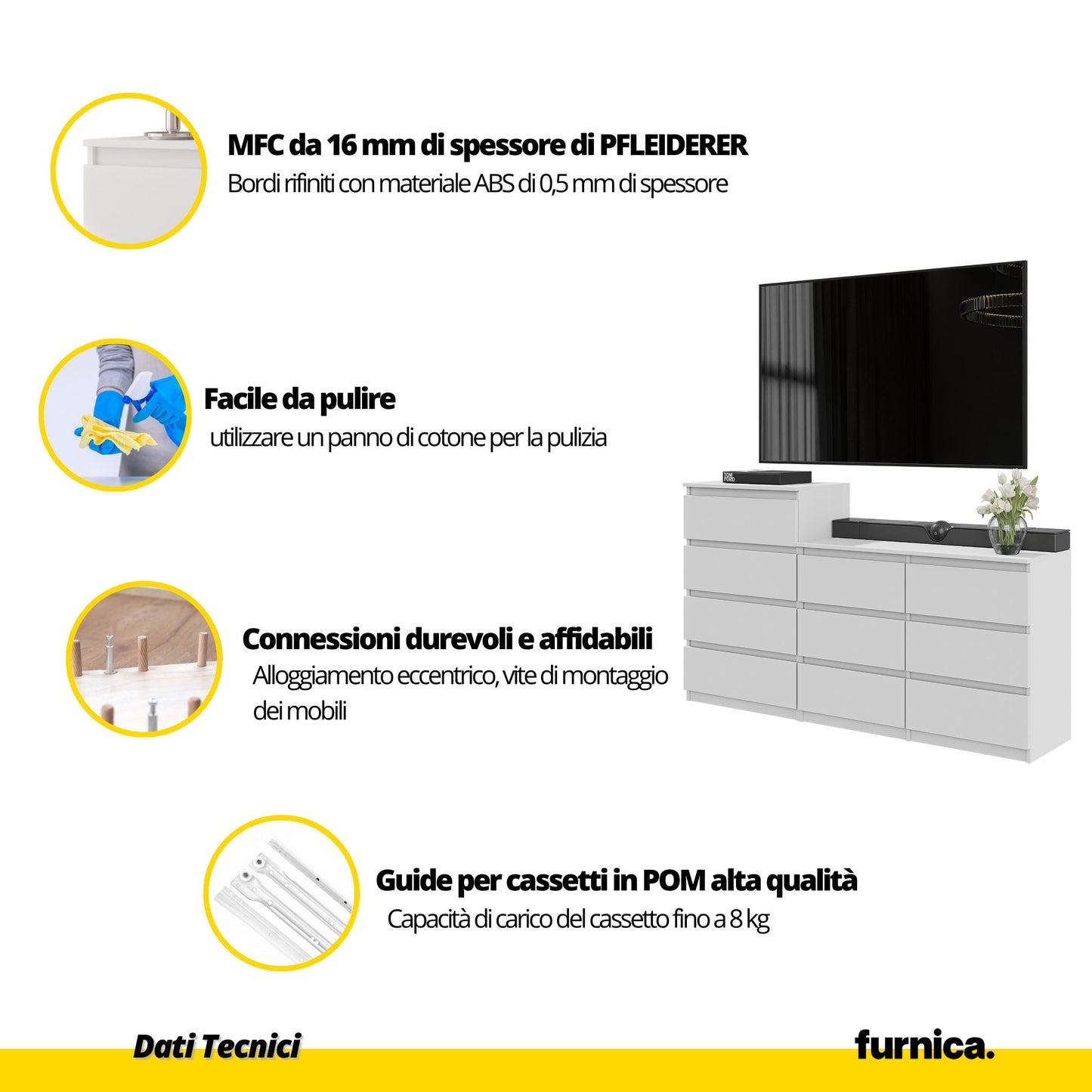 GABRIEL - Cassettiera a 10 cassetti (6+4) - Credenza per camera da letto - Antracite / Rovere Wotan