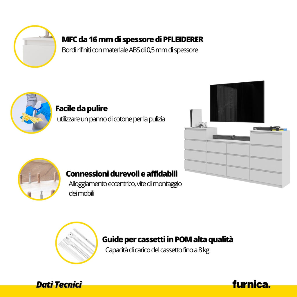 GABRIEL - Cassettiera 14 cassetti (4+6+4) - Credenza Armadio Camera da letto - Rovere Wotan