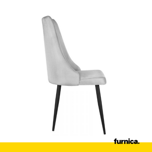 FRANCESCO - Sedia da pranzo/ufficio in velluto resistente con gambe in metallo nero - Grigio