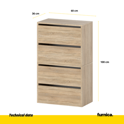 JACK - Scarpiera legno - Portaoggetti a 4 ripiani - Rovere Sonoma A100cm L60cm P36cm