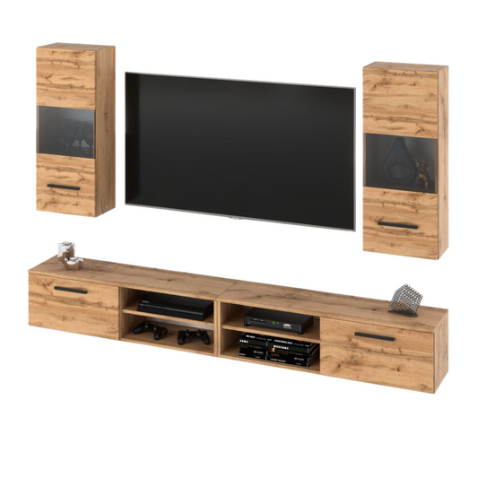 MIRANDA - Mobile TV sospeso - 4 armadi - Rovere Wotan