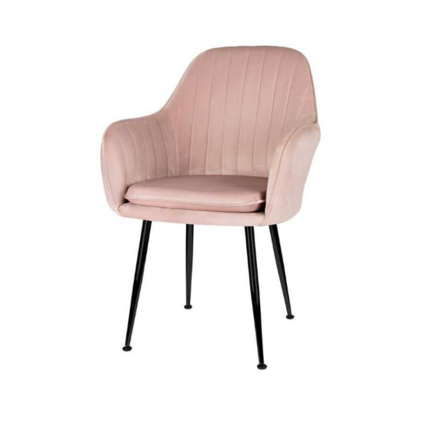AMEDEO - Sedia da pranzo e da ufficio in velluto trapuntato con gambe cromate nere - Rosa Chiaro