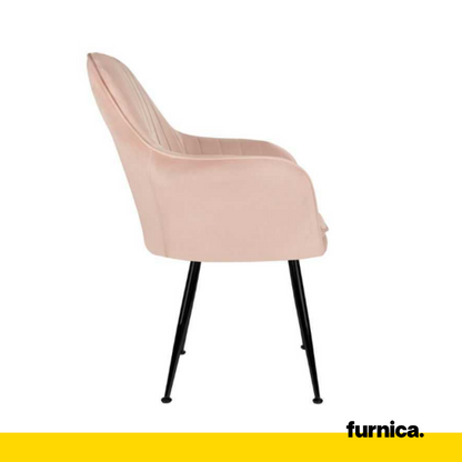 AMEDEO - Sedia da pranzo e da ufficio in velluto trapuntato con gambe cromate nere - Rosa Chiaro