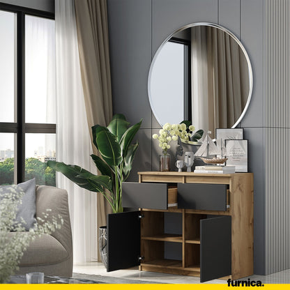 NOAH - Cassettone con 2 cassetti e 2 ante - Credenza per camera da letto - Quercia Wotan / Antracite