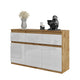 NOAH - Cassettiera a 3 cassetti e 3 ante - Credenza per camera da letto - Quercia Wotan / Bianco Lucido