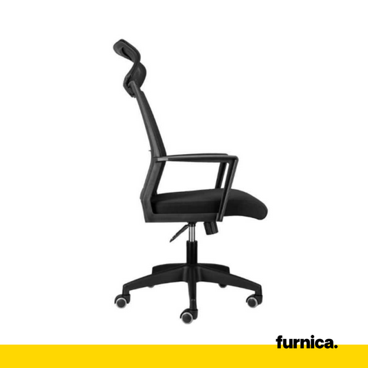 FABIO II - Sedia da ufficio rivestita in microrete di alta qualità - Nero H121cm L60cm