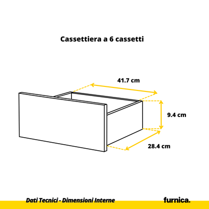 GABRIEL - Cassettiera a 10 cassetti (6+4) - H92/70 cm L160 cm P33 cm - Anthracite / Nero Lucido (6) – Furnica