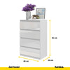 GABRIEL - Comò a 4 cassetti - Credenza per camera da letto - Bianco opaco / Bianco lucido