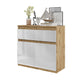 NOAH - Cassettiera con 2 cassetti e 2 ante - Credenza per camera da letto - Quercia Wotan / Bianco Lucido