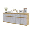 NOAH - Cassettiera a 5 cassetti e 5 ante - Credenza per camera da letto - Quercia Wotan / Calcestruzzo H75cm L200cm P35cm