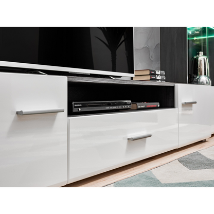 Parete attrezzata SOLIDO TWIN - Set di mobili per il soggiorno - Pino norvegese / Bianco lucido