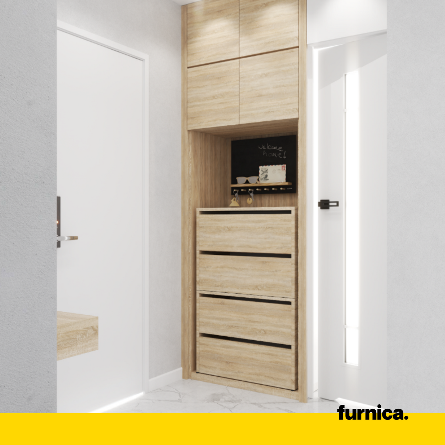 JACK - Scarpiera legno - Portaoggetti a 4 ripiani - Rovere Sonoma A100cm L60cm P36cm