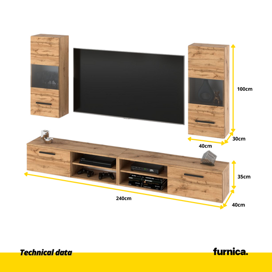 MIRANDA - Mobile TV sospeso - 4 armadi - Rovere Wotan
