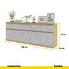 NOAH - Cassettiera a 5 cassetti e 5 ante - Credenza per camera da letto - Quercia Wotan / Calcestruzzo H75cm L200cm P35cm