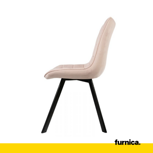 BARTOLOMEO - Sedia da pranzo/ufficio in velluto trapuntato con gambe in metallo nero - Rosa