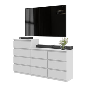 GABRIEL - Cassettiera a 10 cassetti (6+4) - Credenza per camera da letto - Bianco opaco