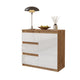 MIKEL - Cassettiera con 3 cassetti e 1 anta - Credenza per camera da letto - Quercia Wotan / Bianco Lucido
