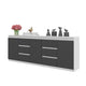 MIKEL - Cassettiera a 6 cassetti e 3 ante - Credenza per camera da letto - Bianco Opaco / Antracite H75cm L200cm P35cm