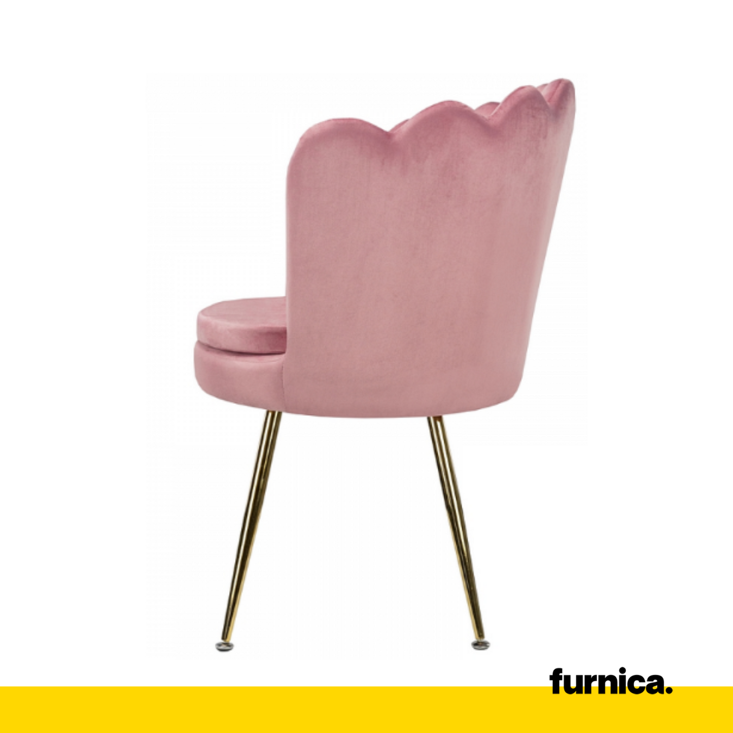LUIGI - Sedia da pranzo e da ufficio in velluto trapuntato con gambe in cromo dorato - Rosa