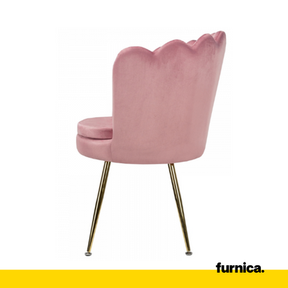 LUIGI - Sedia da pranzo e da ufficio in velluto trapuntato con gambe in cromo dorato - Rosa