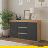 MIKEL - Cassettone con 3 cassetti e 2 ante - Credenza per camera da letto - Quercia Wotan / Antracite