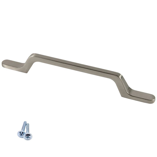 Maniglia per Mobili U098 128mm - Acciaio spazzolato (195mm lunghezza totale)