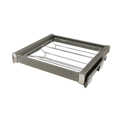 Portascarpe Estraibile per Armadio 60cm con Chiusura Ammortizzata - Alluminio/Cromo Grigio