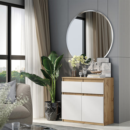 NOAH - Cassettone con 2 cassetti e 2 ante - Credenza per camera da letto - Quercia Wotan / Bianco opaco
