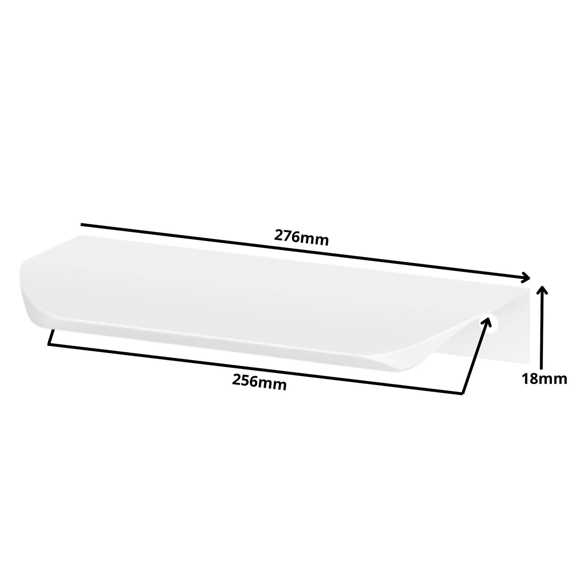 Maniglia per mobili a profilo Edge Grip 256mm (lunghezza totale 276mm) - Bianco