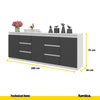 MIKEL - Cassettiera a 6 cassetti e 3 ante - Credenza per camera da letto - Bianco Opaco / Antracite H75cm L200cm P35cm