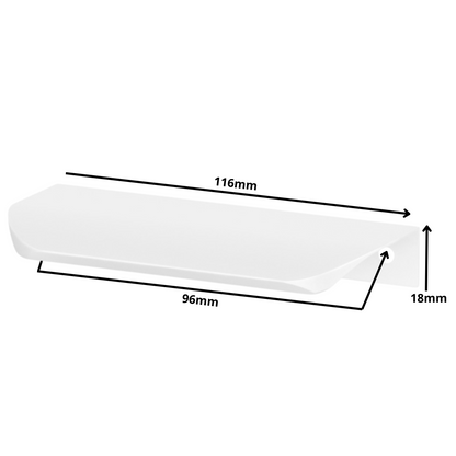 Maniglia per mobili a profilo Edge Grip 96mm (lunghezza totale 116mm) - Bianco