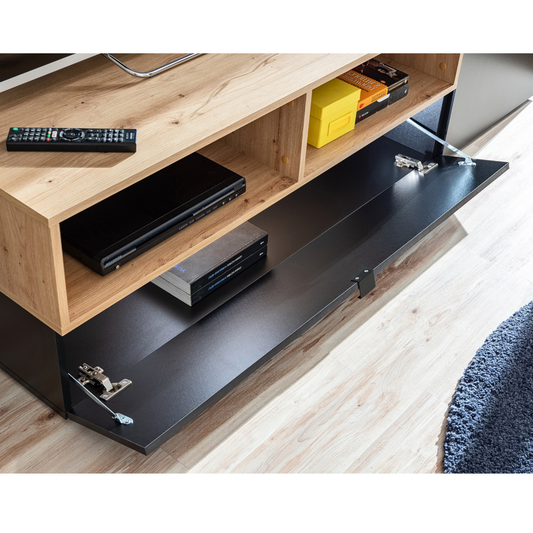 Parete attrezzata MINI - Set di mobili per il soggiorno - Nero opaco / Rovere artigianale