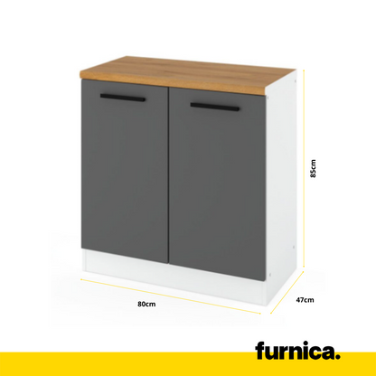 RENO - Set cucina - Rovere Wotan / Bianco opaco con piano di lavoro - 8 unità - 260 cm