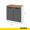 RENO - Set cucina - Antracite / Antracite con piano di lavoro - 8 unità - 260 cm