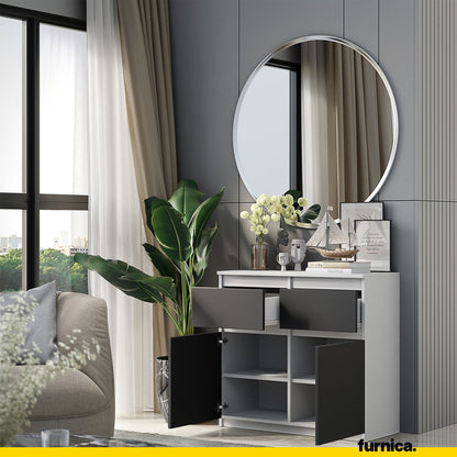 NOAH - Cassettiera con 2 cassetti e 2 ante - Credenza per camera da letto - Bianco Opaco / Antracite