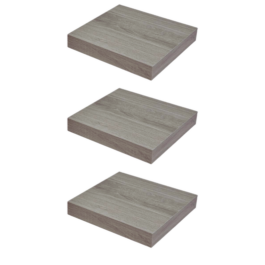Mensola a scomparsa, Set da 3 pezzi, Rovere Grigio - 23,5cm