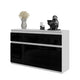 NOAH - Cassettiera a 3 cassetti e 3 ante - Credenza per camera da letto - Bianco Opaco / Nero Lucido