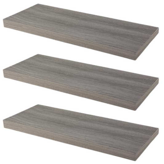 Mensola a scomparsa per libri - Set da 3 - Rovere Grigio - 60cm