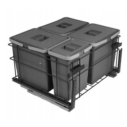 Pattumiera differenziata sottolavello 4 secchi (3x15L + 1x6L) - Soft Close 60cm
