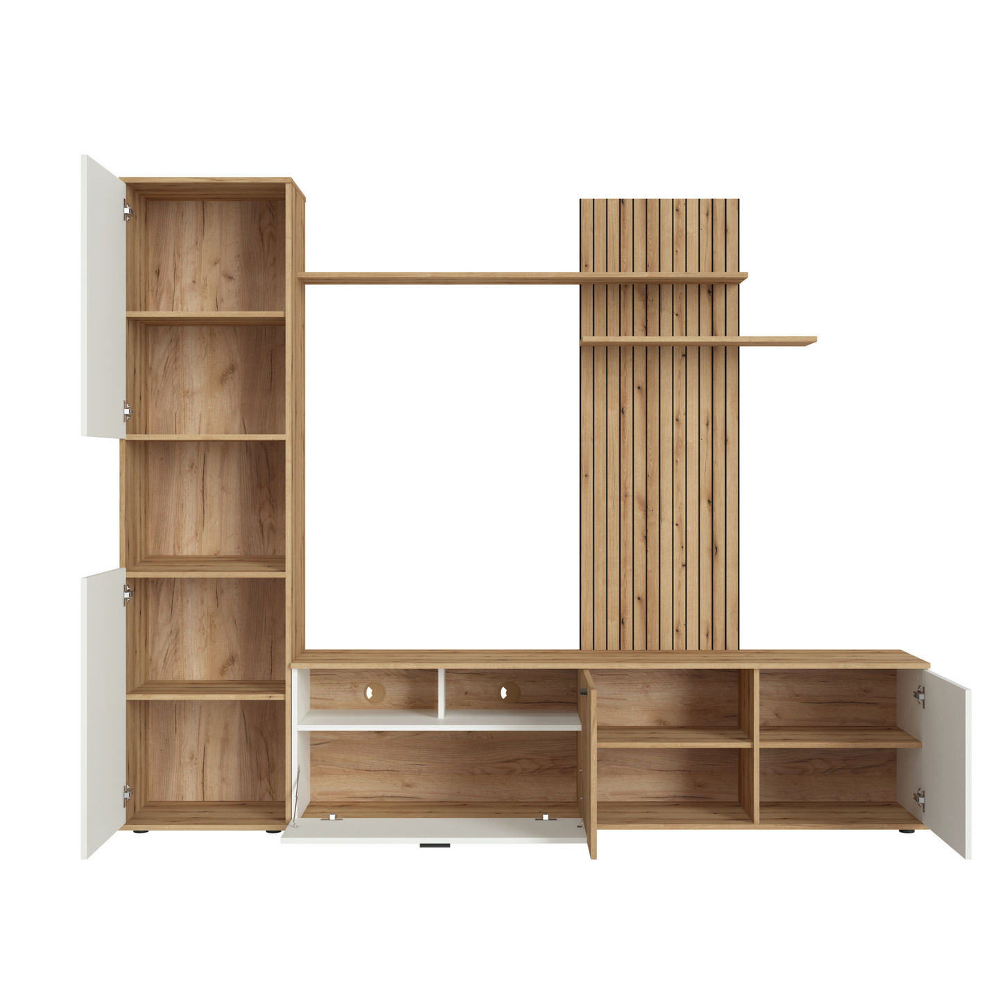 ROSA - Set di mobili per il soggiorno - Bianco Perla Opaco / Rovere Evoke Costa