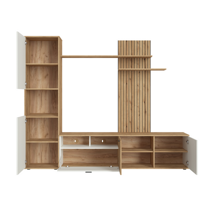 ROSA - Set di mobili per il soggiorno - Bianco Perla Opaco / Rovere Evoke Costa