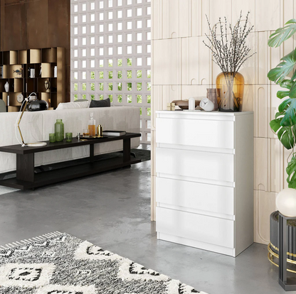 GABRIEL - Comò a 4 cassetti - Credenza per camera da letto - Bianco opaco